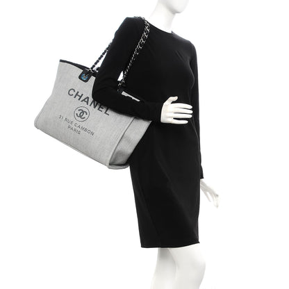 Chanel Woven Straw Raffia Large Deauville Tote Grey 2 of 11