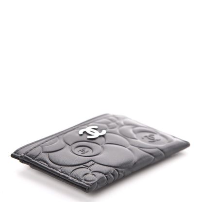 Chanel Lambskin Camellia Embossed Card Holder Black 4 of 9
