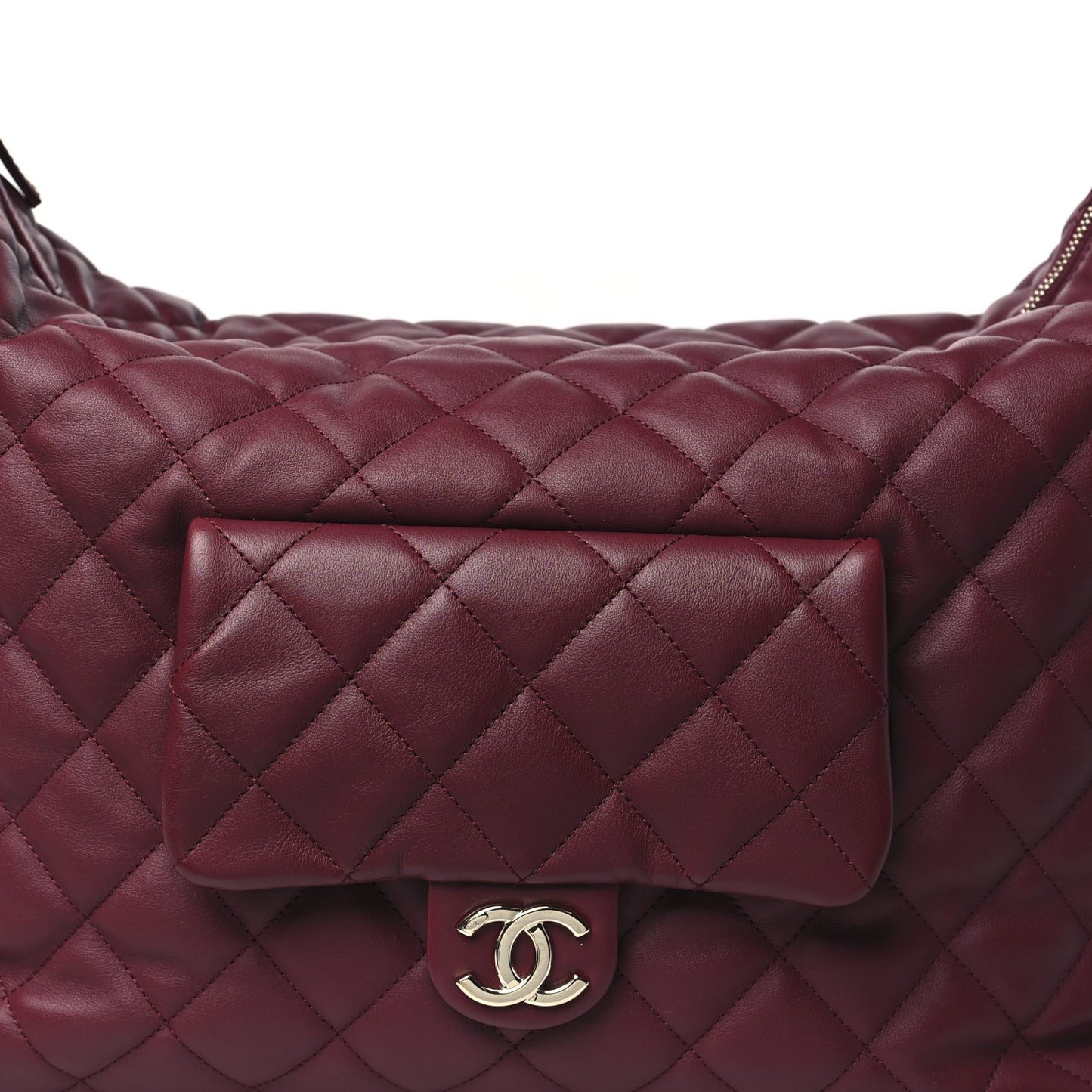 Calfskin Quilted Large Coco Mellow Hobo Burgundy
