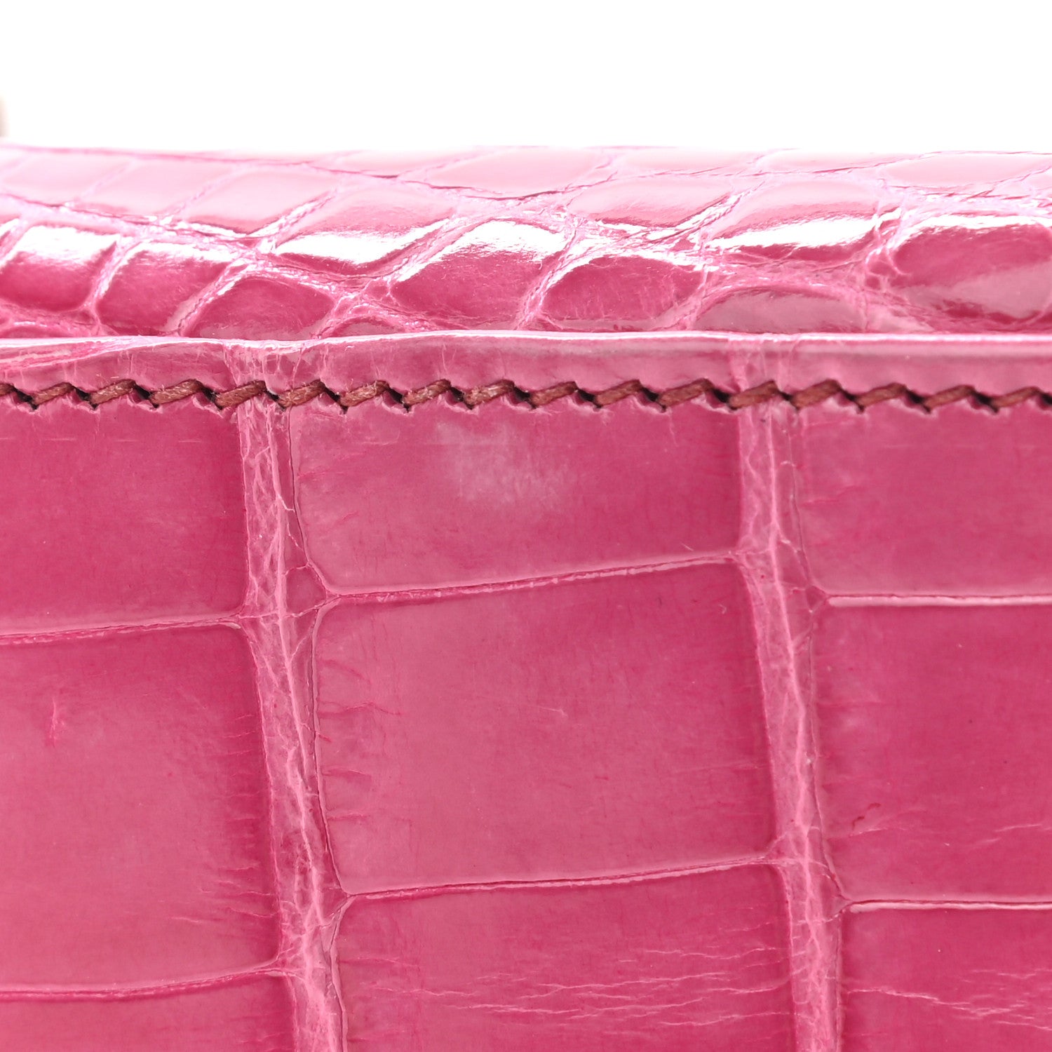 Hermes Shiny Alligator Kelly Pochette Fuchsia 11 of 12