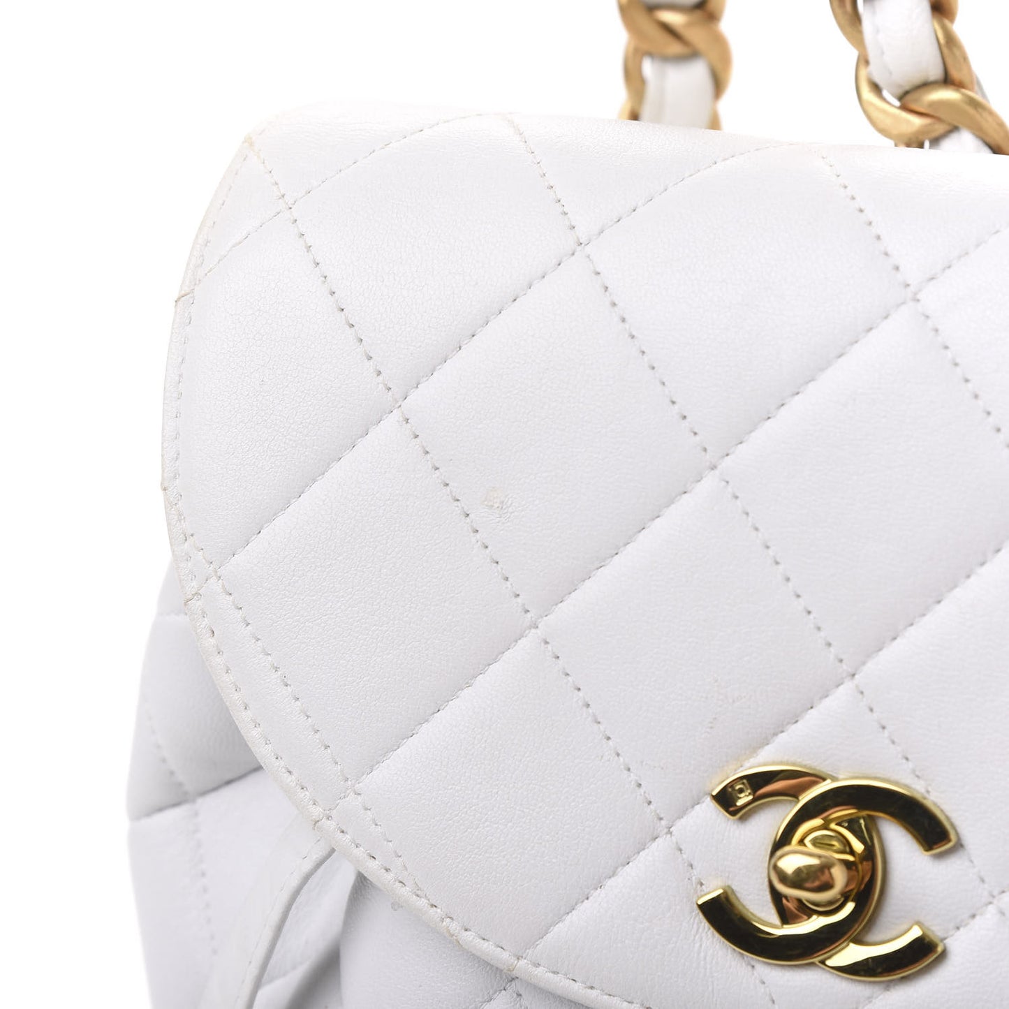 Lambskin Quilted Backpack White