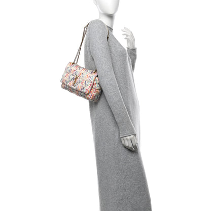 Saint Laurent Silk Carre Rive Gauche Print Patchwork Monogram Medium Jamie Multicolor White 2 of 12