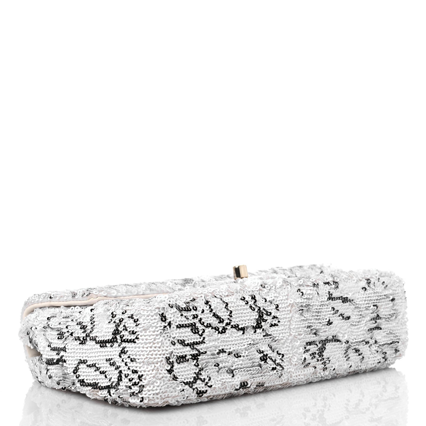 Sequin Logo Mini Rectangular Flap White Black