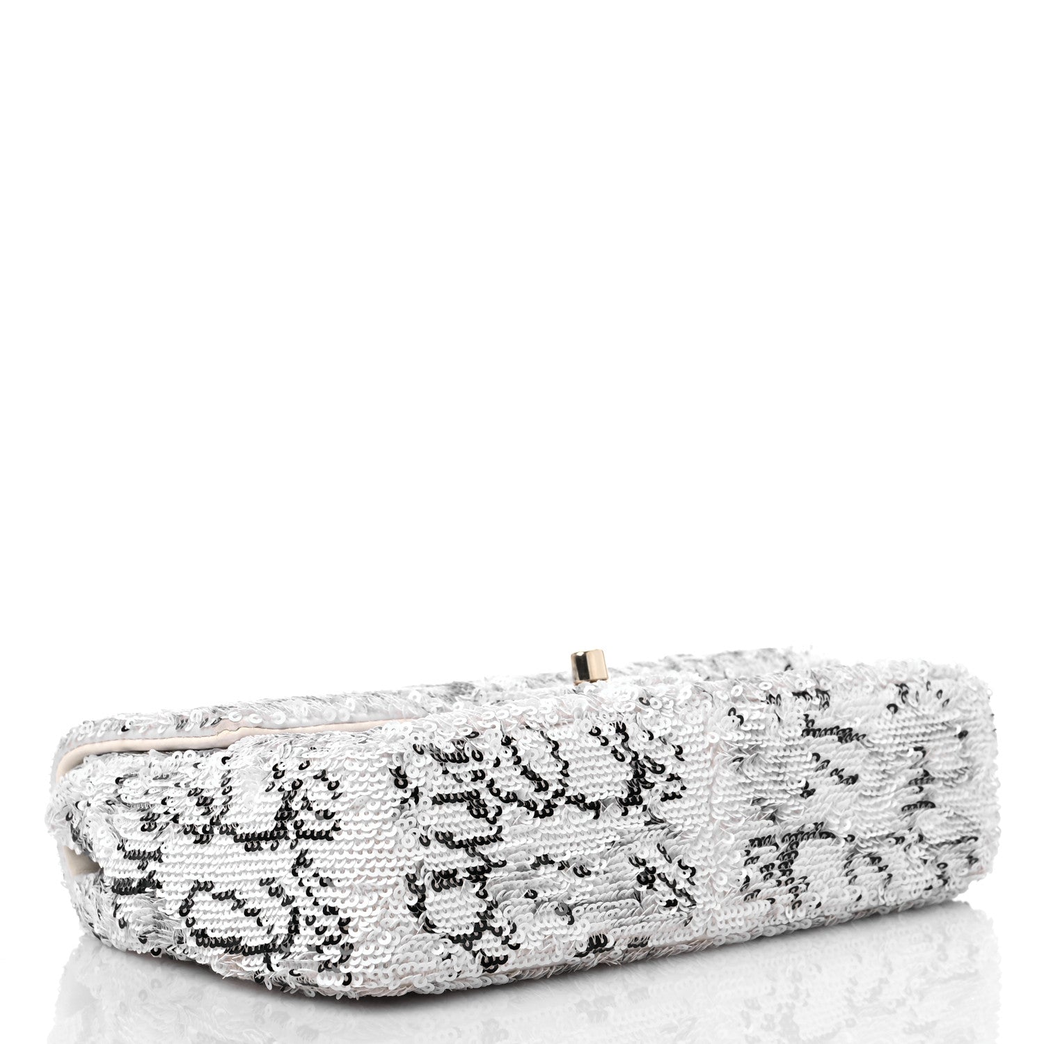 Chanel Sequin Logo Mini Rectangular Flap White Black 5 of 11