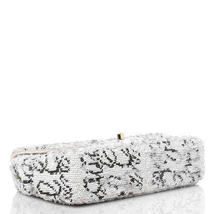 Chanel Sequin Logo Mini Rectangular Flap White Black 5 of 11