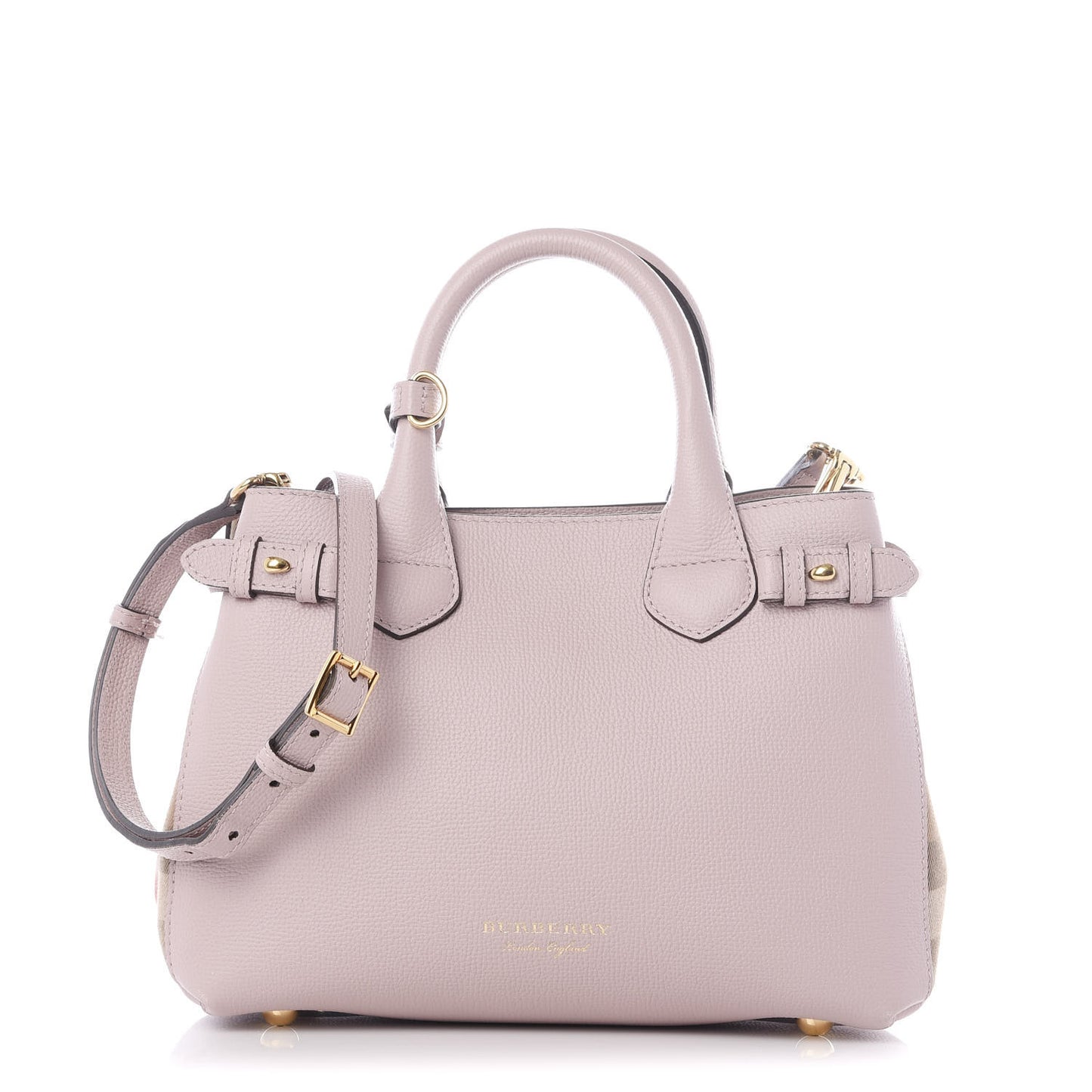 Grainy Calfskin House Check Small Banner Tote Light Pink