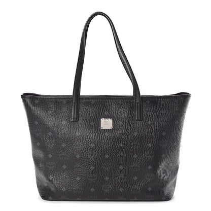 MCM Visetos Medium Anya Zip Top Shopper Tote Black 1 of 9