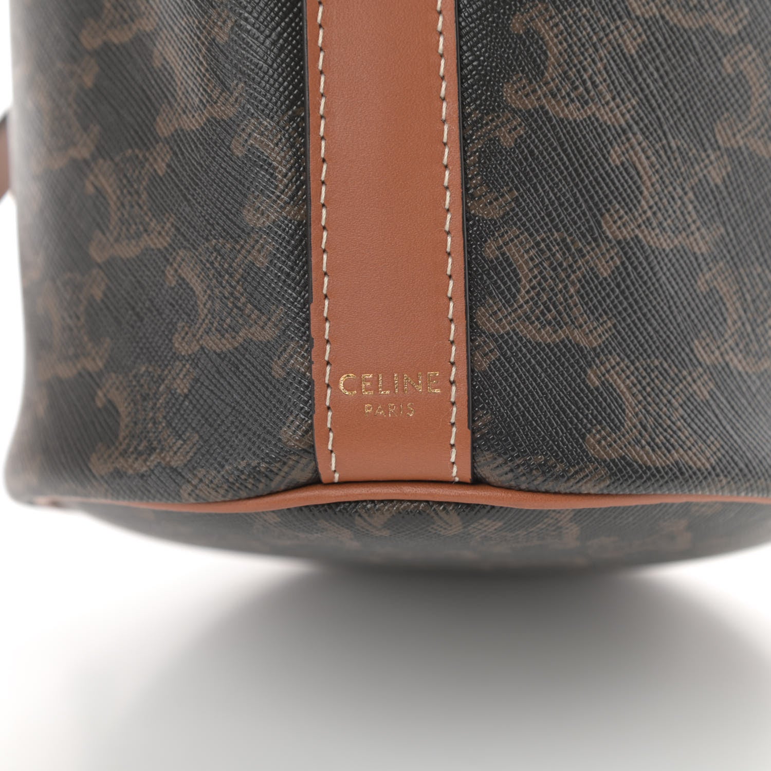 Celine Triomphe Canvas Calfskin Small Drawstring Bucket Bag Tan 6 of 12