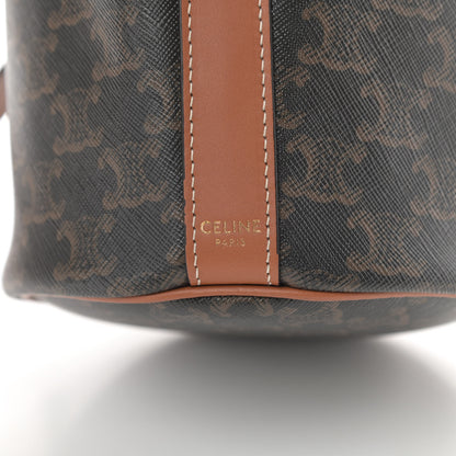 Celine Triomphe Canvas Calfskin Small Drawstring Bucket Bag Tan 6 of 12