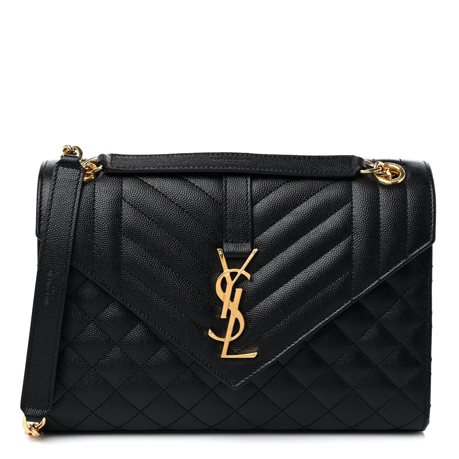 Saint Laurent Grain De Poudre Textured Mixed Matelasse Triquilt Medium Monogram Satchel Black 1 of 10