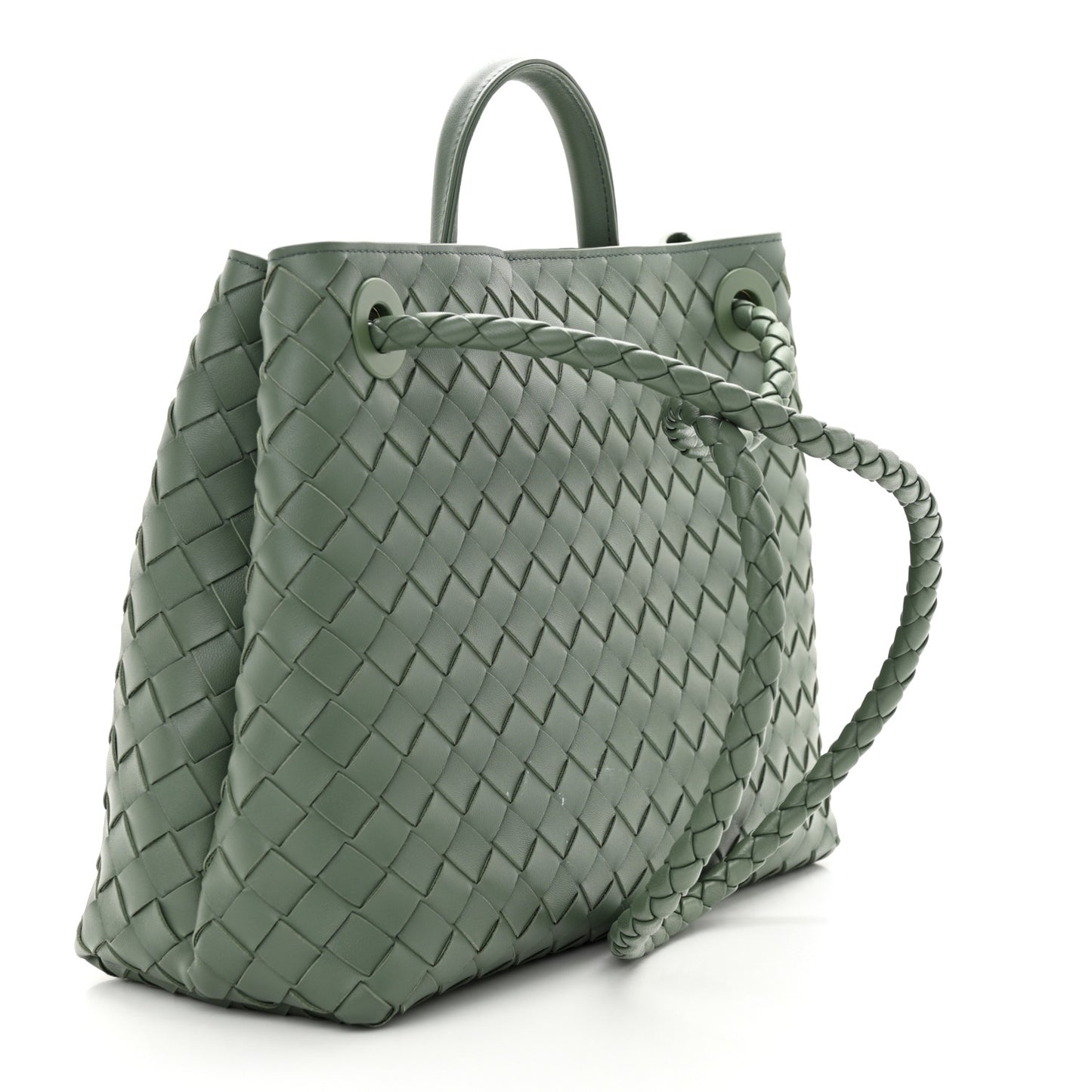 Nappa Intrecciato Medium Andiamo Shoulder Bag Aloe