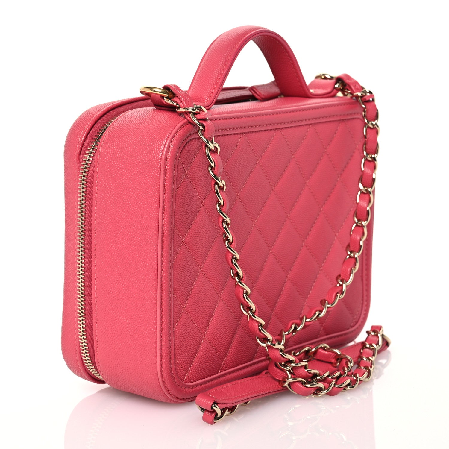 Chanel Caviar Quilted Medium CC Filigree Vanity Case Pink 3 of 12