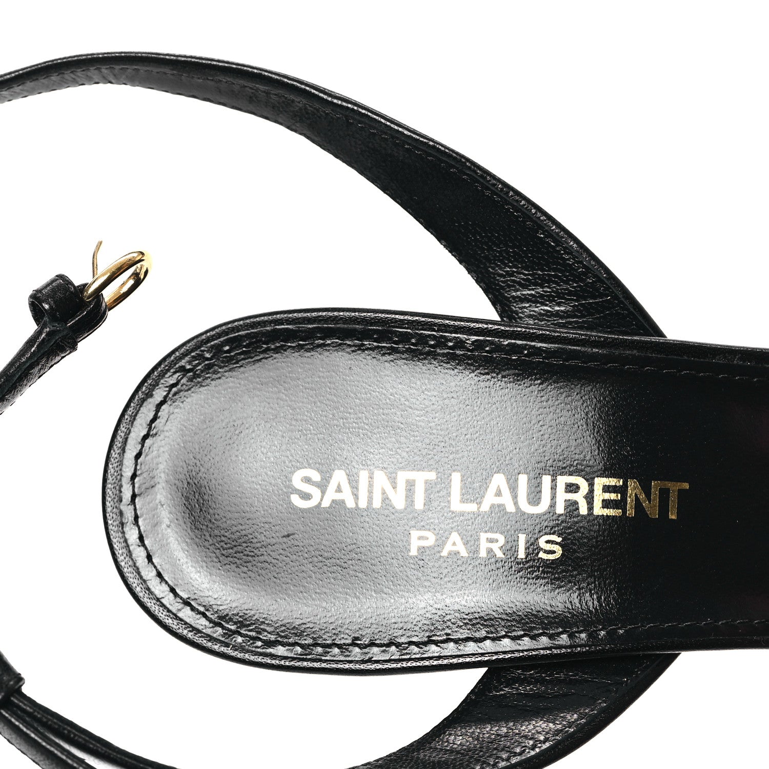 Saint Laurent Calfskin Chain Ankle Strap Sandals 37 Black 7 of 7