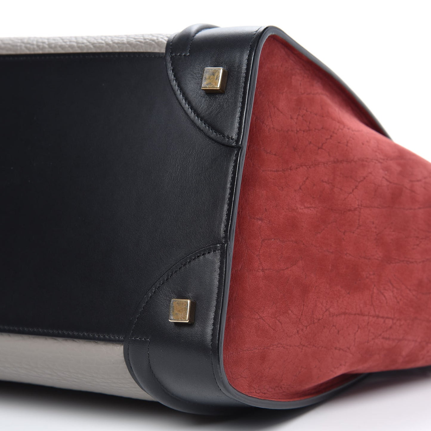 Bullhide Calfskin Suede Mini Tri-Color Luggage Dark Ruby