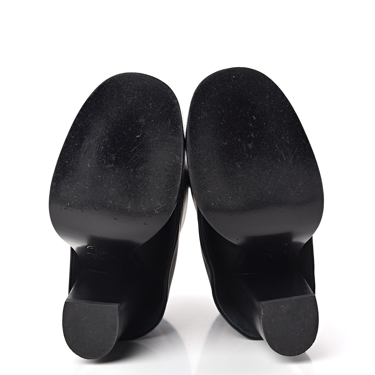 Calfskin CC Cap Toe Fold Over Boots 36.5 Black