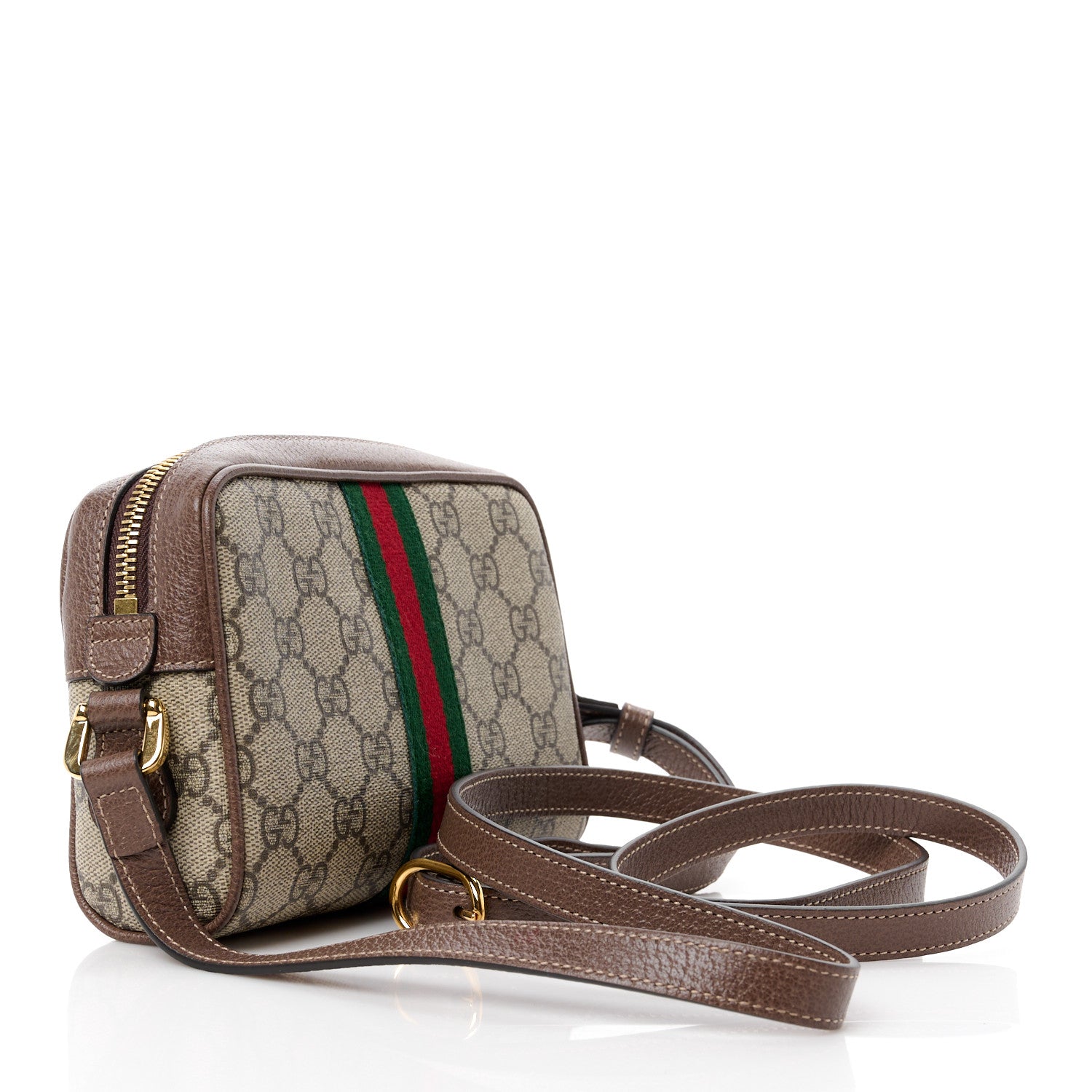 Gucci GG Supreme Monogram Web Mini Ophidia Shoulder Bag Brown 3 of 12