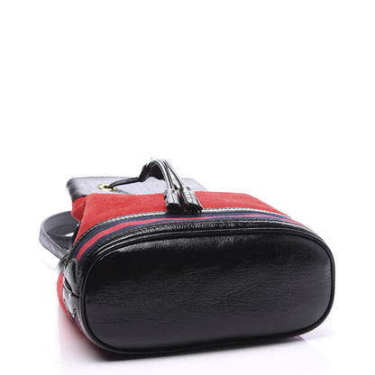 Gucci Suede Patent Web Small Ophidia Bucket Bag Hibiscus Red Black 3 of 10