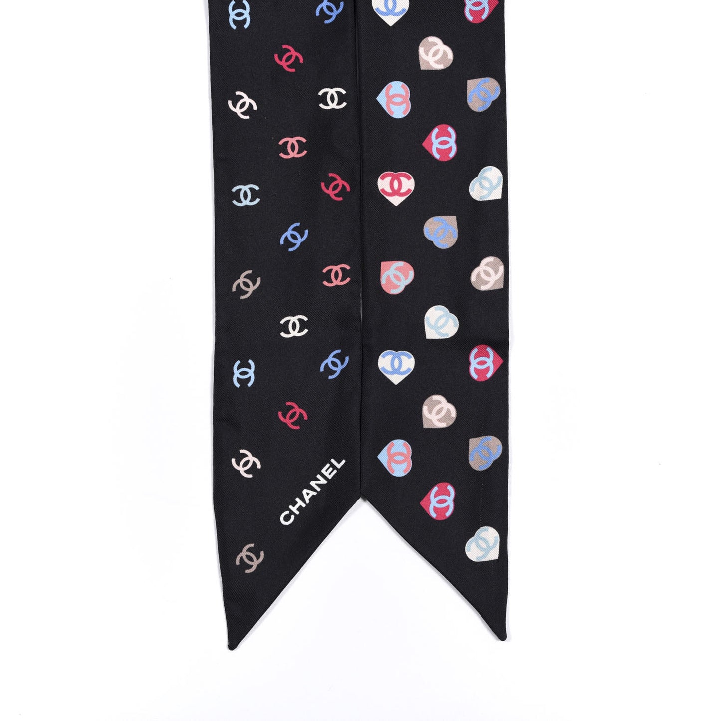 Silk Heart CC Slim Bandeau Scarf Black