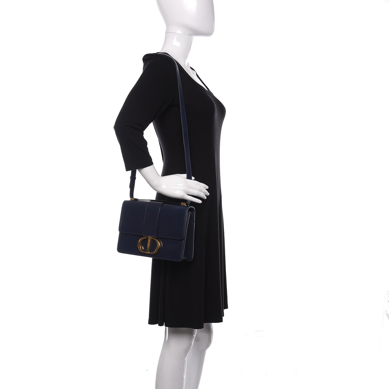 Christian Dior Shiny Crinkled Lambskin 30 Montaigne Flap Bag Indigo 2 of 11