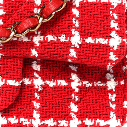 Chanel Tweed Quilted Mini Rectangular Flap White Red 9 of 11