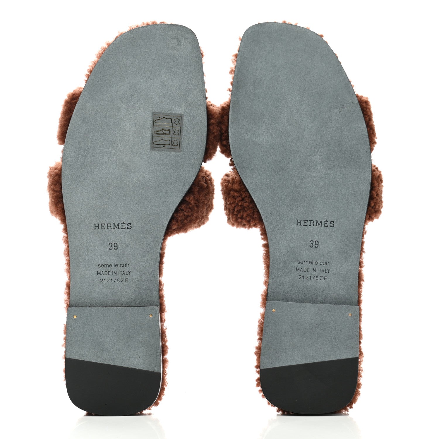 Hermes Woolskin Oran Sandals 39 Cognac 5 of 9