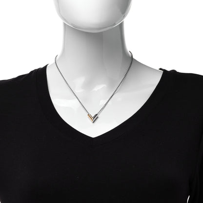 Louis Vuitton Essential V Necklace Silver Gold 2 of 5