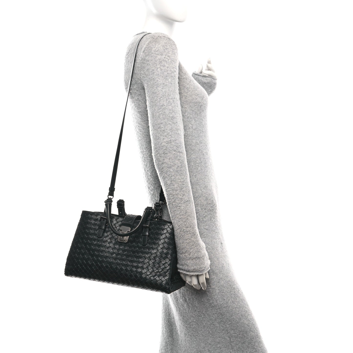 Light Calf Intrecciato Small Roma Black