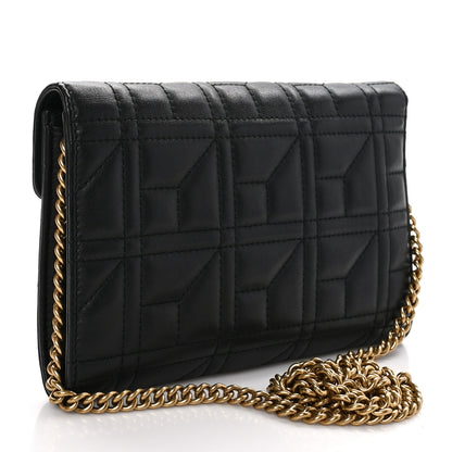 Gucci Calfskin Matelasse Mini Pearly GG Marmont Chain Wallet Black 3 of 10