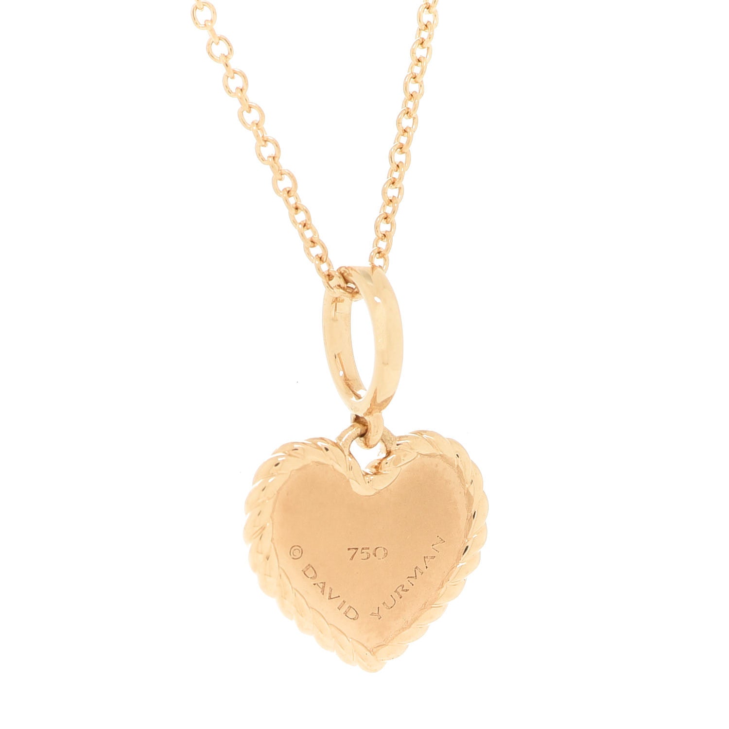 David Yurman 18K Yellow Gold Diamond Heart Initial A Charm Necklace 6 of 7