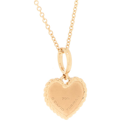 David Yurman 18K Yellow Gold Diamond Heart Initial A Charm Necklace 6 of 7