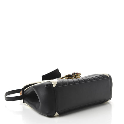 Gucci Calfskin Bamboo Trapuntata Queen Margaret Top Handle Bag Mystic White Black 5 of 19