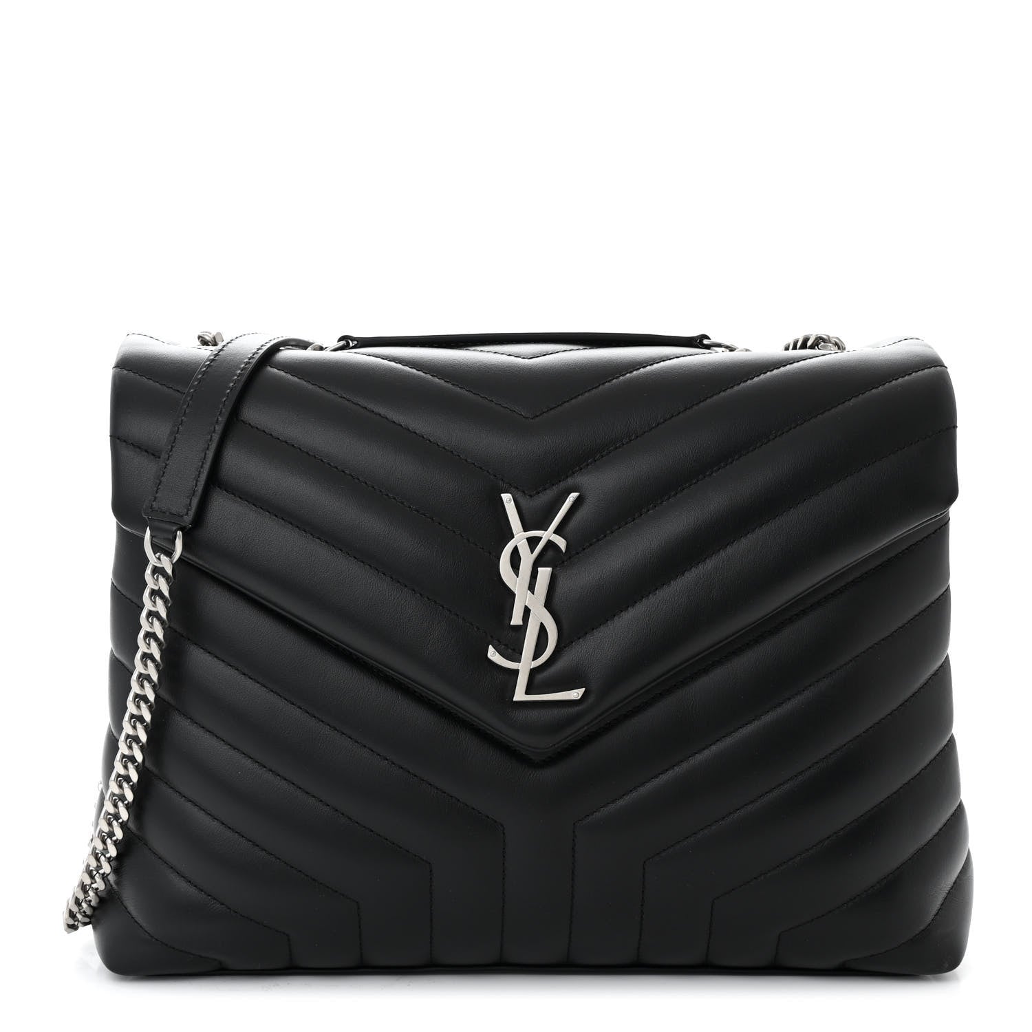 Saint Laurent Calfskin Y Quilted Monogram Medium Loulou Chain Satchel Black 1 of 10