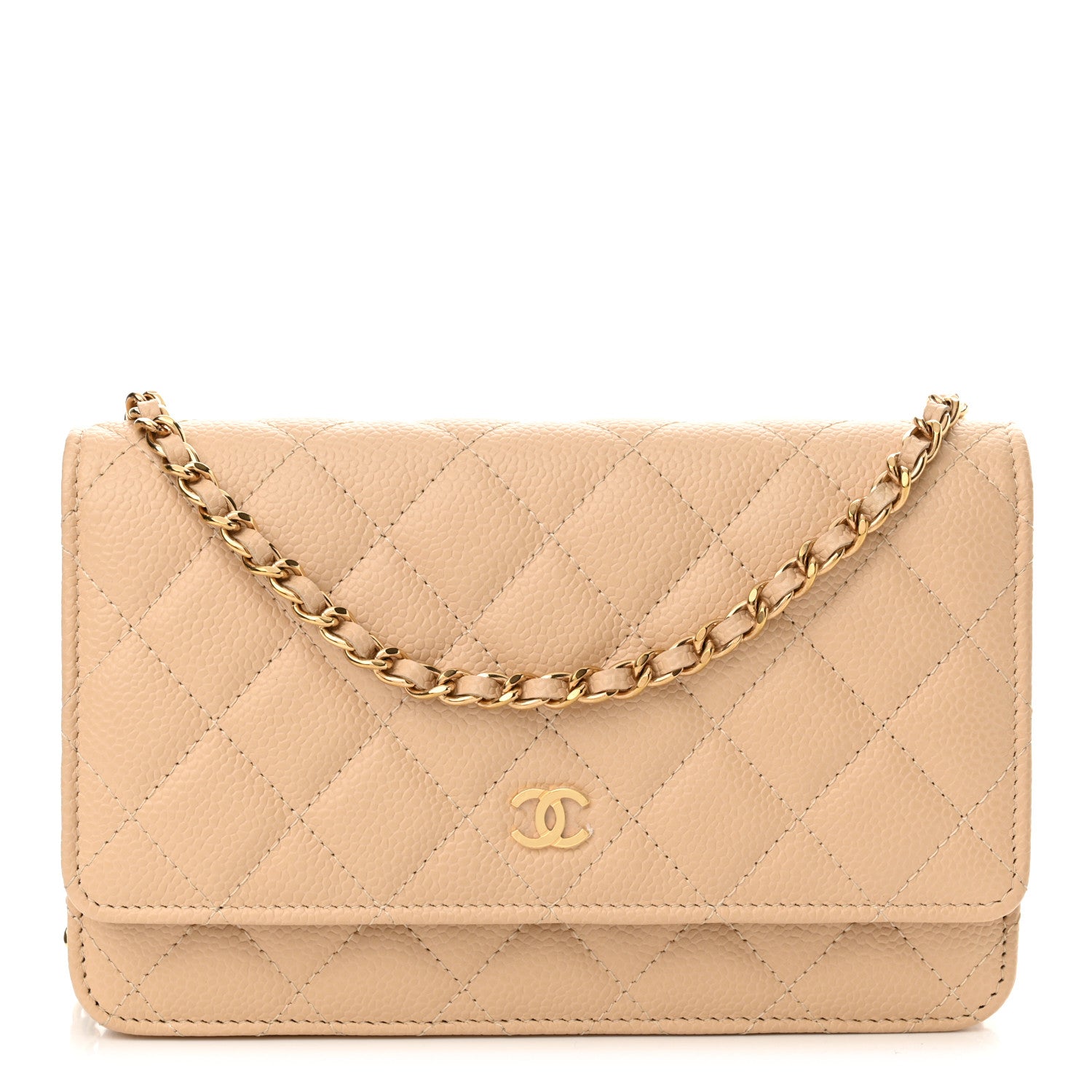 Chanel Caviar Quilted Wallet on Chain WOC Beige 1 of 12