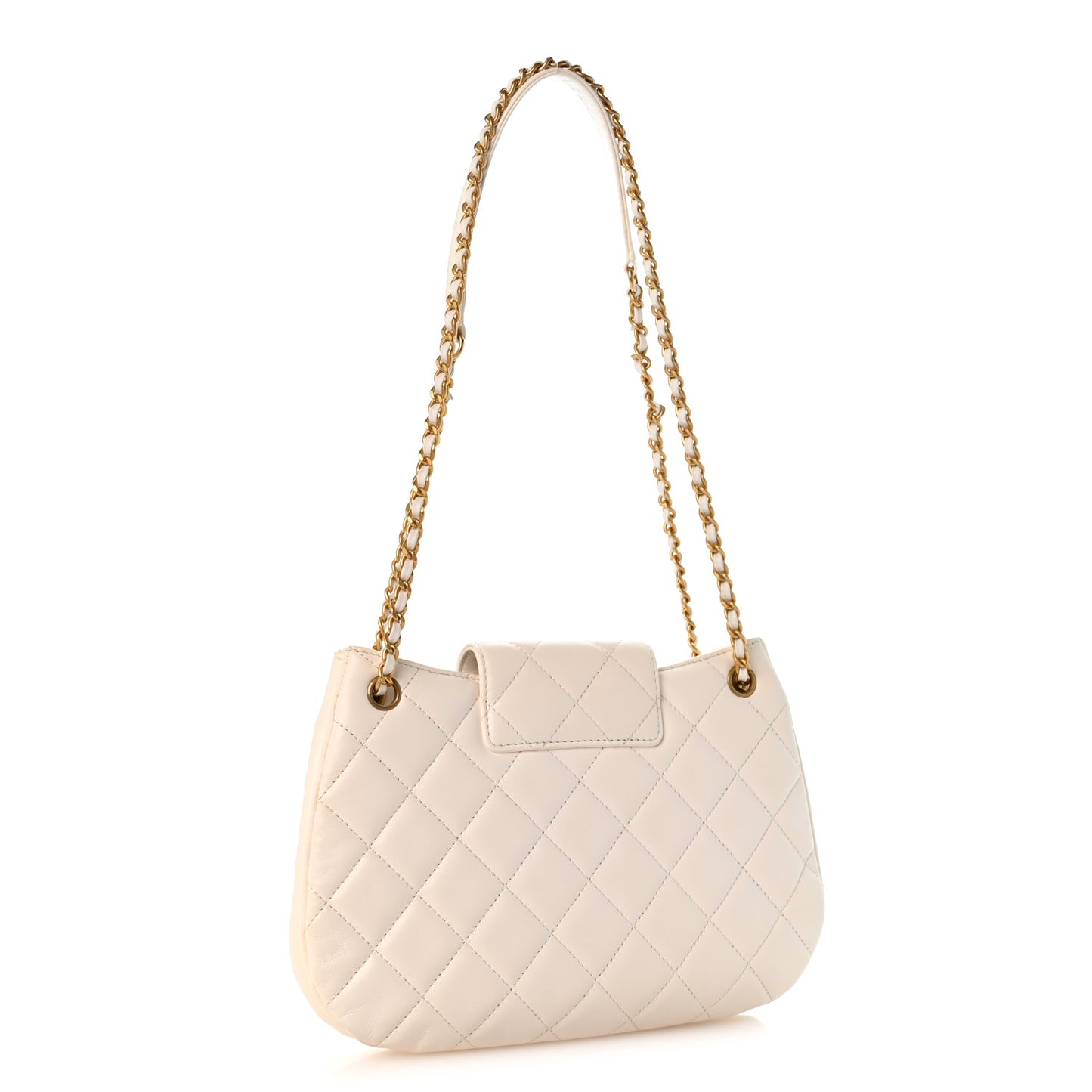 Lambskin Quilted Giant CC Shoulder Bag White