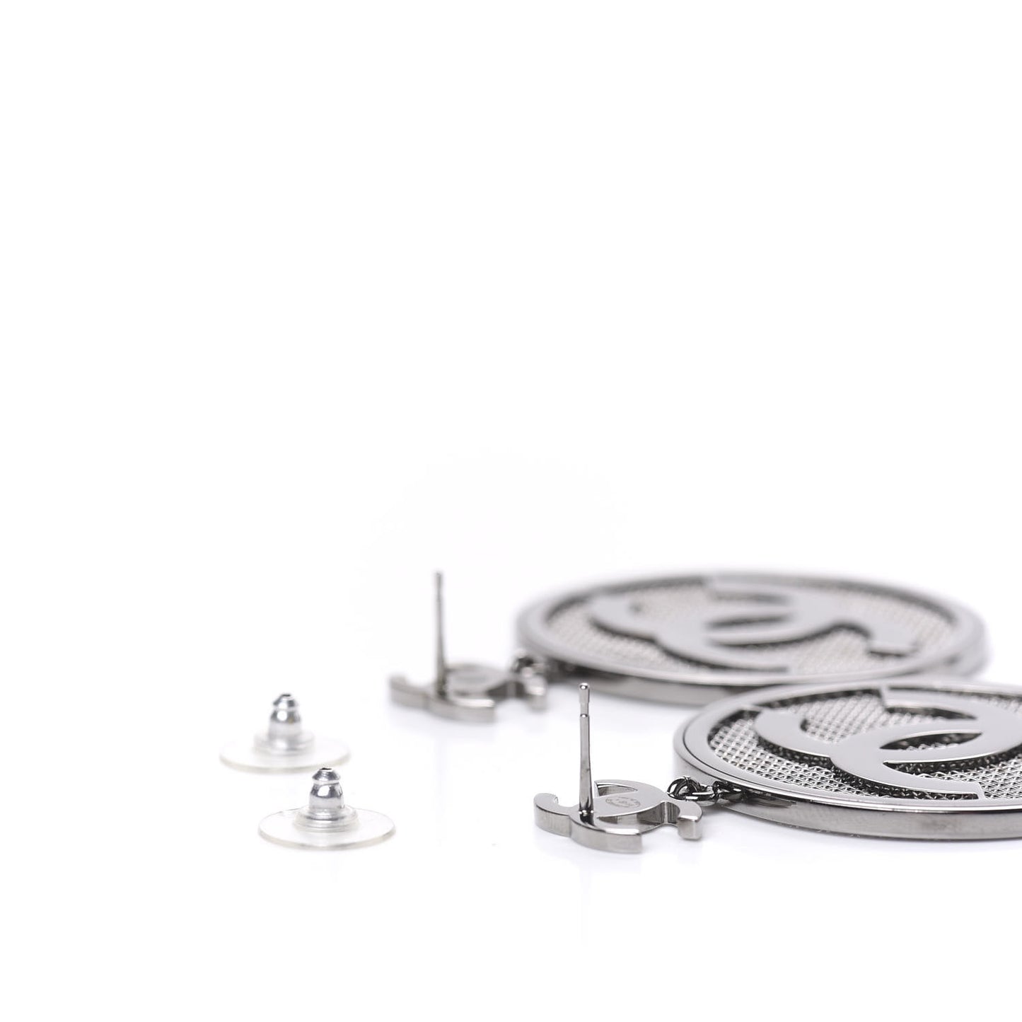Mesh CC Earrings Ruthenium