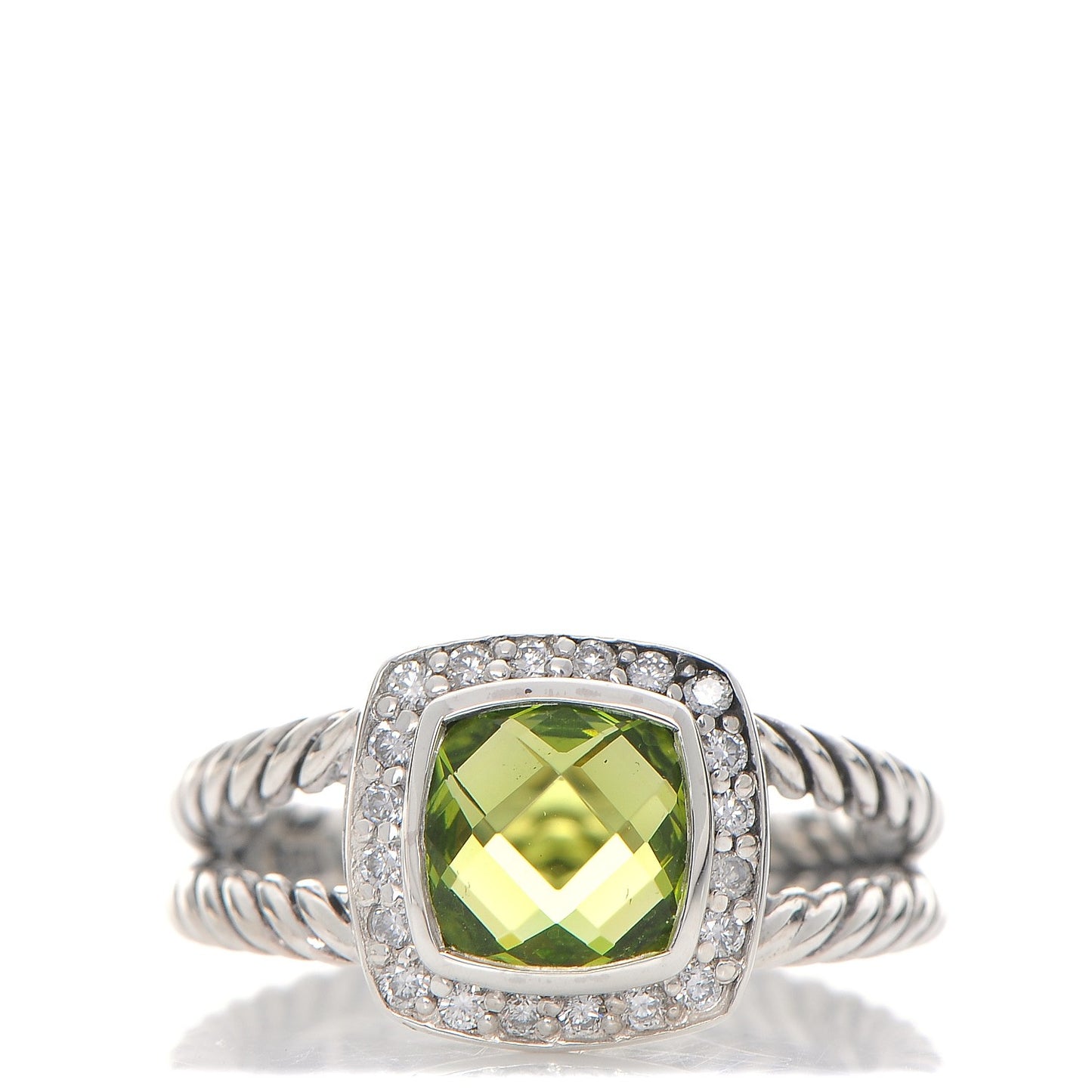 Sterling Silver Diamond Peridot 7mm Petite Albion Ring 55 7.25