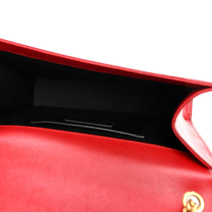 Saint Laurent Grain De Poudre Medium Monogram Kate Satchel Red 5 of 10
