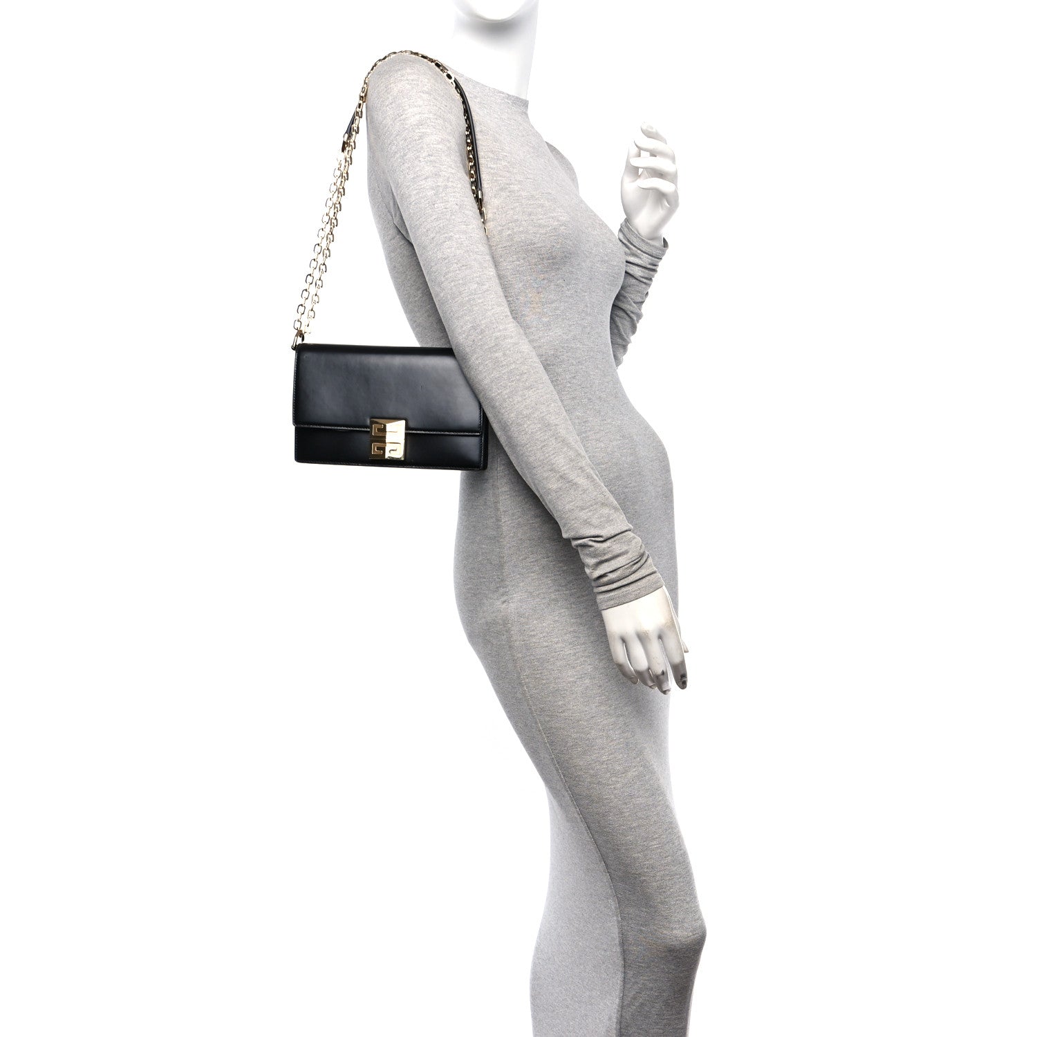 Givenchy Calfskin Small 4G Chain Shoulder Bag Black 2 of 9