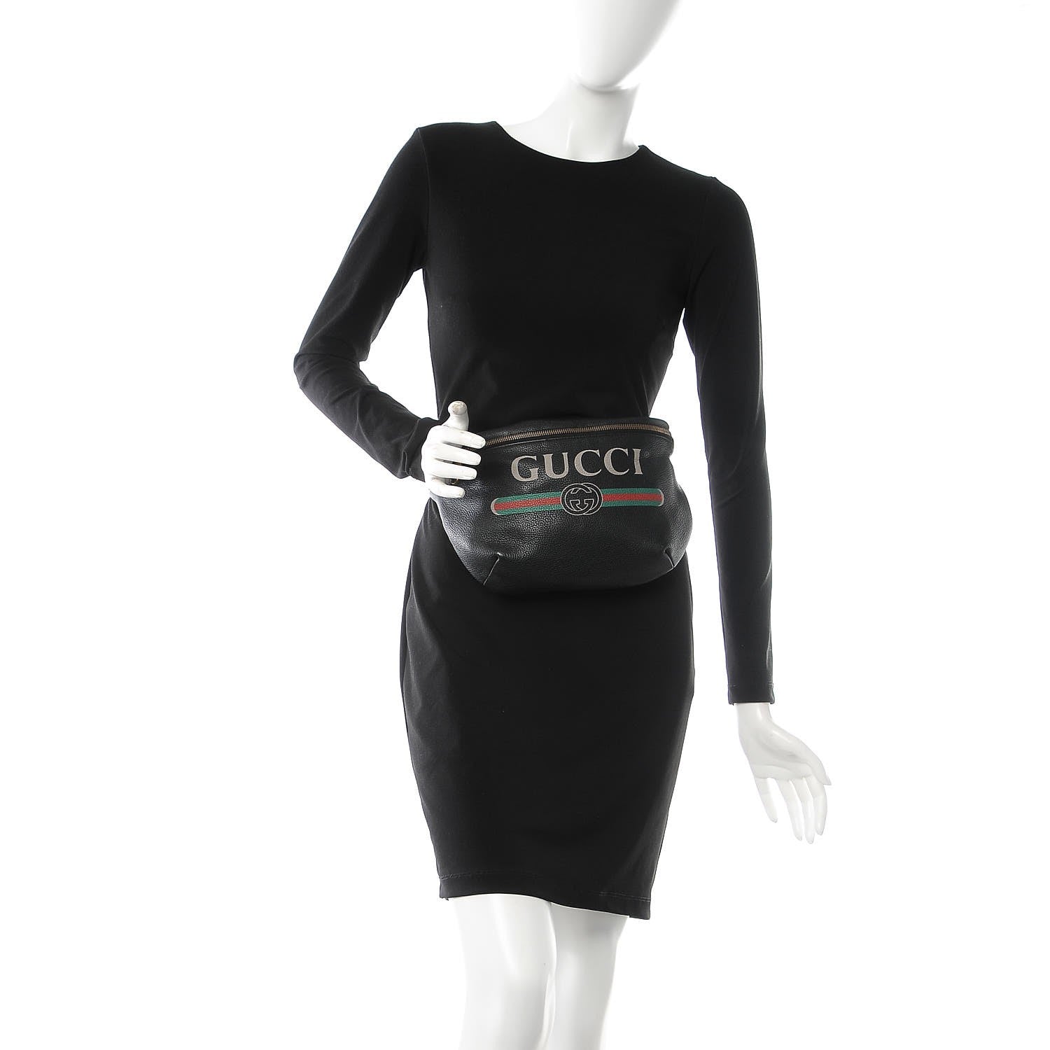 Gucci Grained Calfskin Logo Belt Bag Black 2 of 10