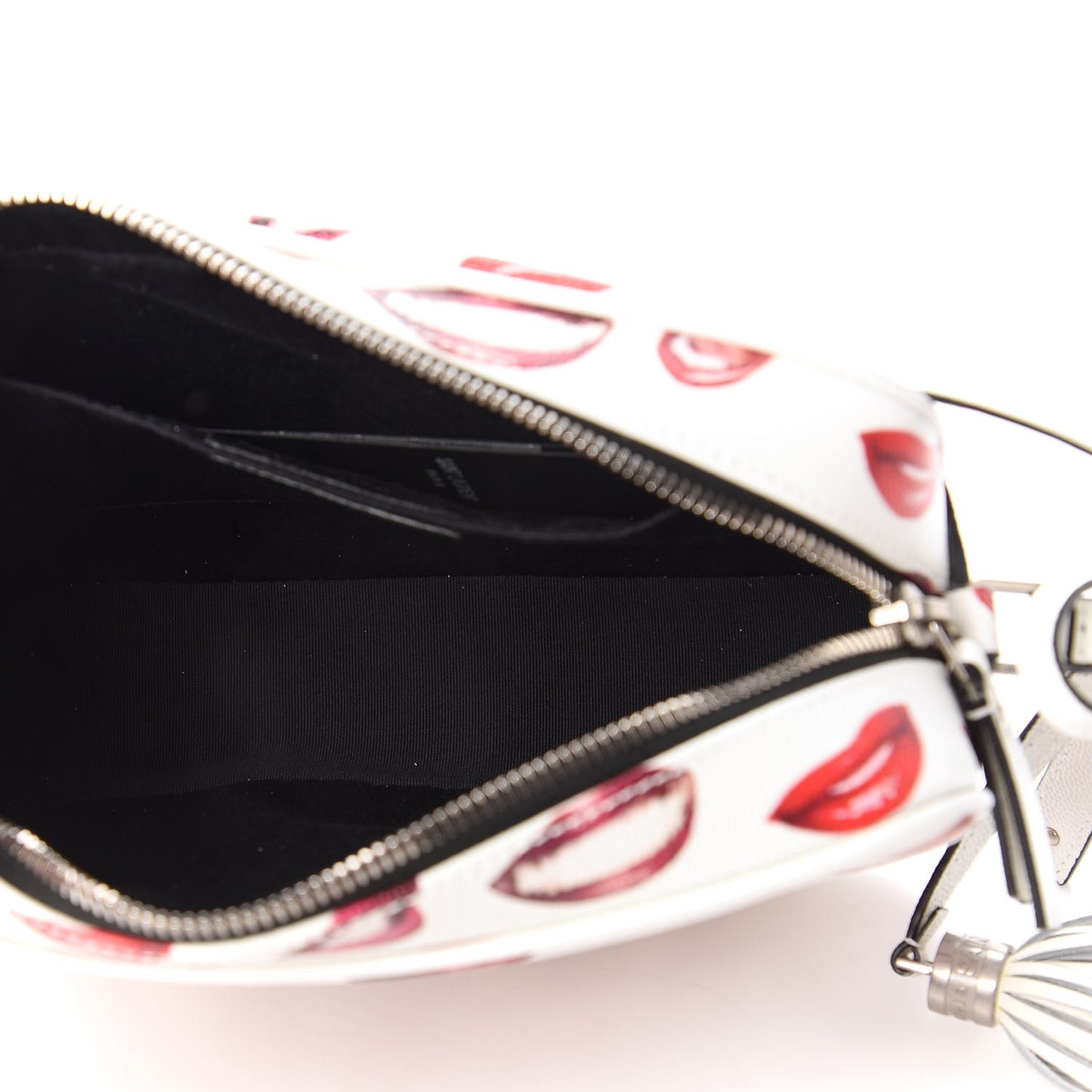 Grain De Poudre Lips Print Medium Classic Monogram Camera Bag White Red