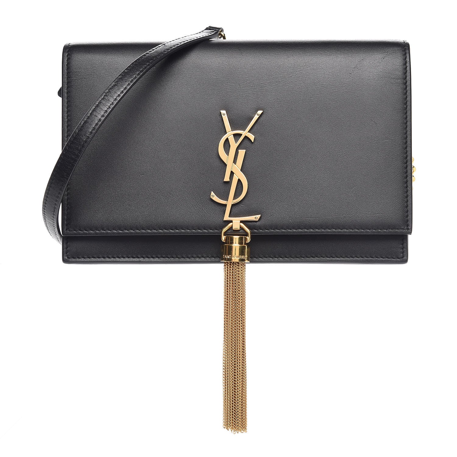 Saint Laurent Smooth Calfskin Classic Monogram Kate Tassel Chain Wallet Black 1 of 7