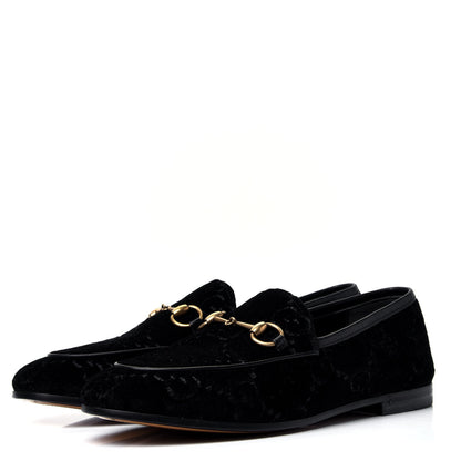 Gucci Velvet GG Monogram Horsebit Womens Jordaan Loafers 36 Black 4 of 10