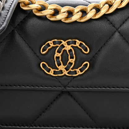 Chanel Lambskin Quilted Chanel 19 Flap Phone Holder With Chain Black 9 of 12