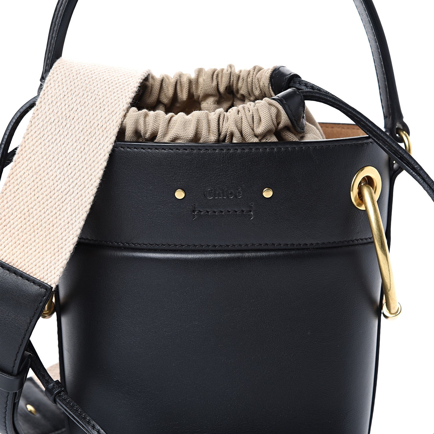Chloe Smooth Calfskin Mini Roy Bucket Bag Black 7 of 10