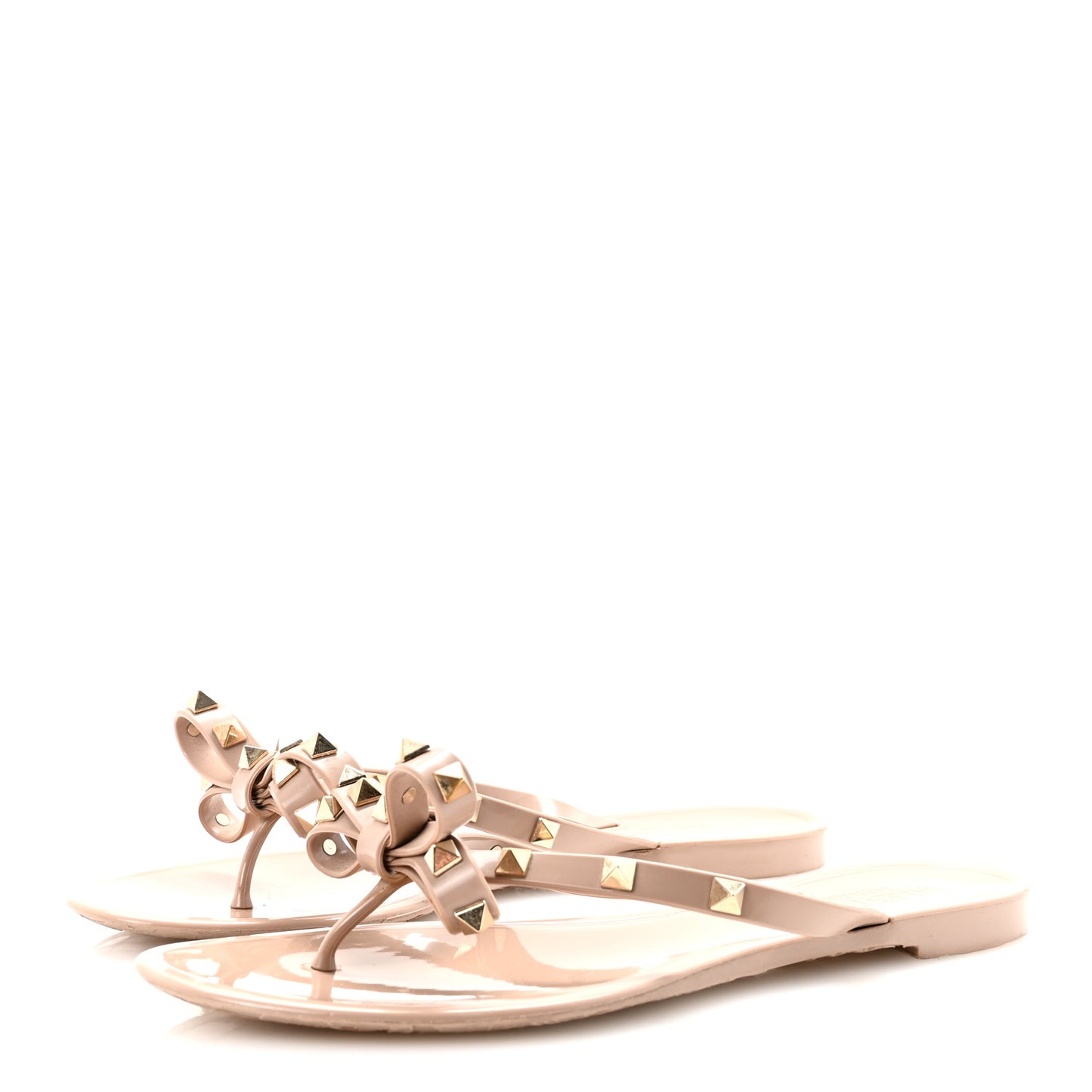 PVC Jelly Rockstud Bow Thong Sandals 39 Poudre