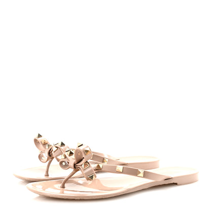 Valentino Garavani PVC Jelly Rockstud Bow Thong Sandals 39 Poudre 4 of 9
