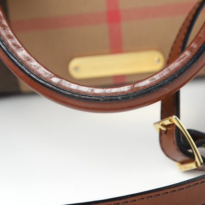 Burberry House Check Bridle Calfskin Medium Alchester Bowling Bag Dark Tan 17 of 17