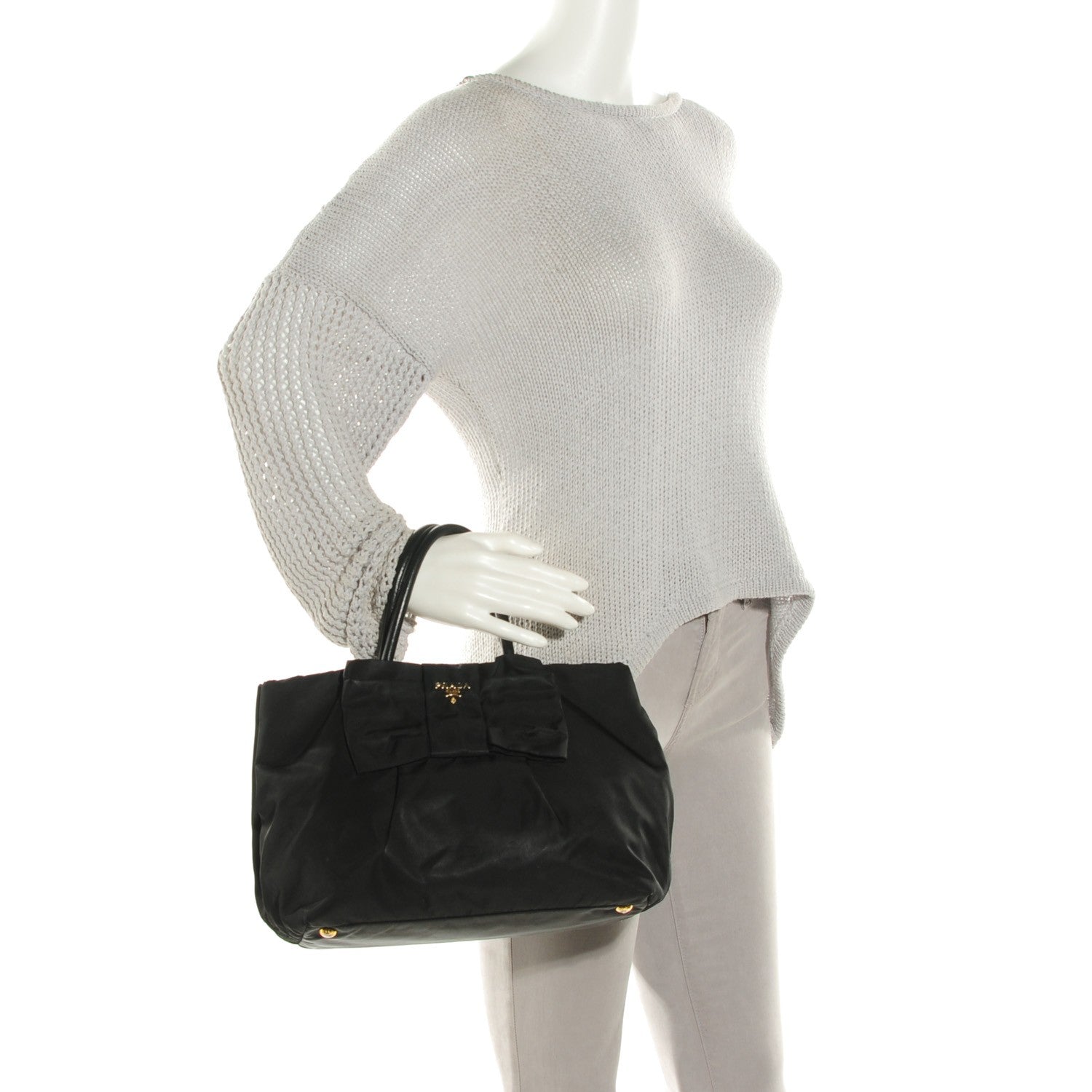 Prada Tessuto Fiocco Bow Tote Black 2 of 8