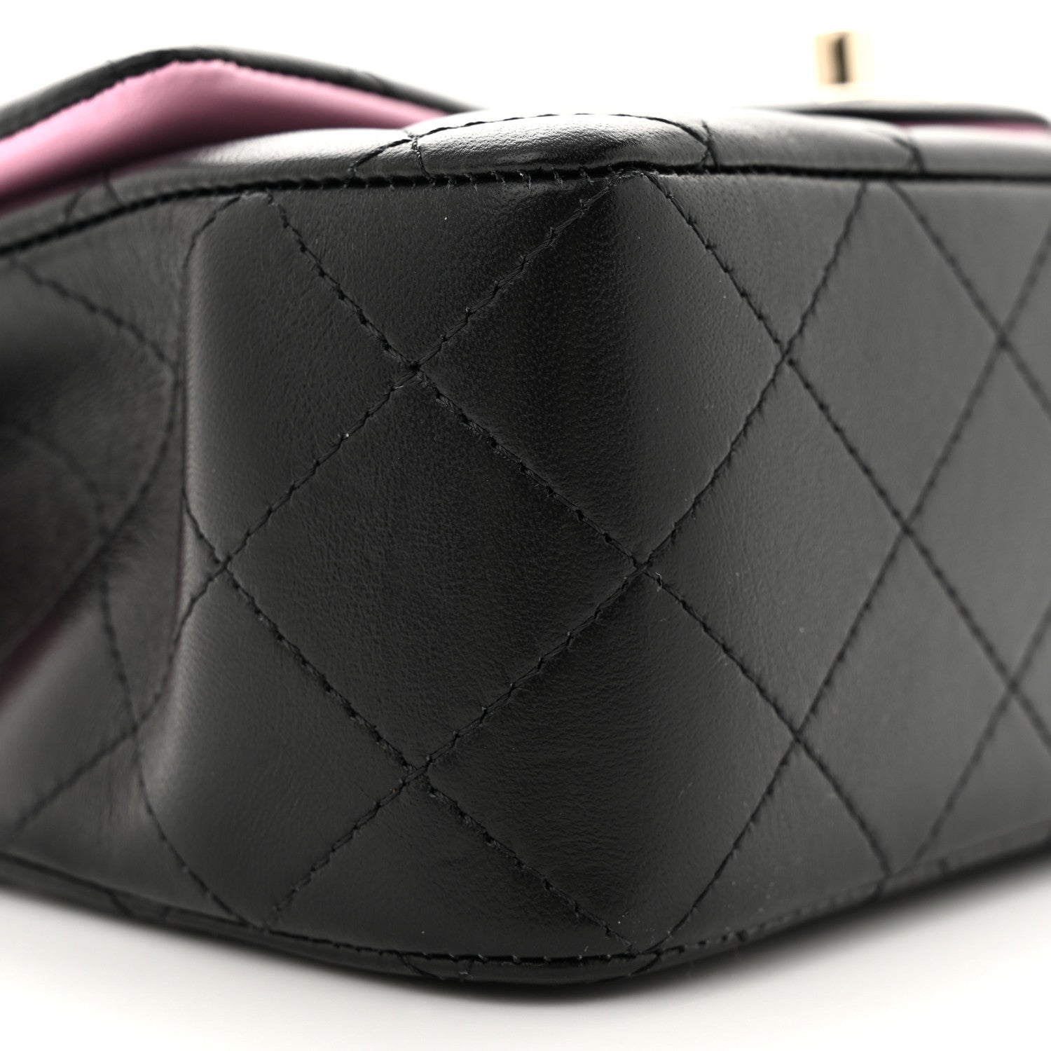 Chanel Lambskin Quilted Bi-Color Mini Top Handle Rectangular Flap Black Lilac 9 of 13