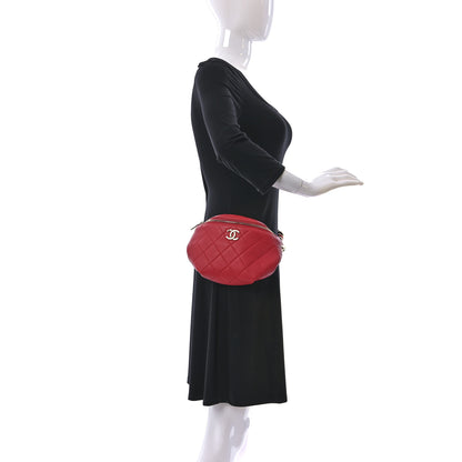 Chanel Lambskin Quilted Resin Bi-Color Waist Bag Fanny Pack Red 2 of 9
